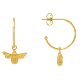 Bee Drop Hoop Gold Plated Earrings