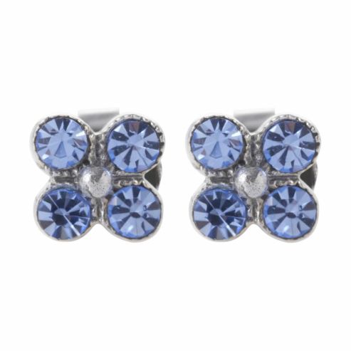 Blue Flower Sterling Silver Earrings