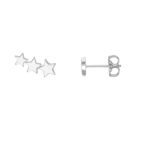 Trio Star Studs Silver Earrings