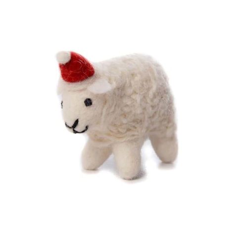 Felt Sheep With Hat Decoration