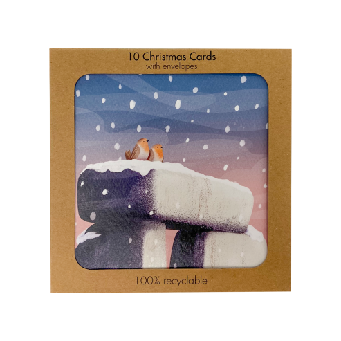Stonehenge Trilithon Robin/Snow Christmas Card (Pack of 10)