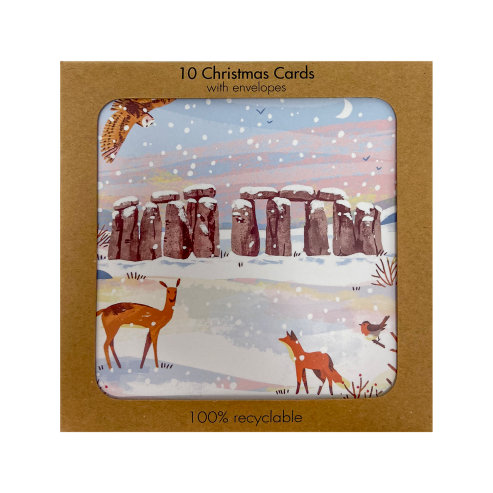 Stonehenge Snow Christmas Cards (Pack of 10)